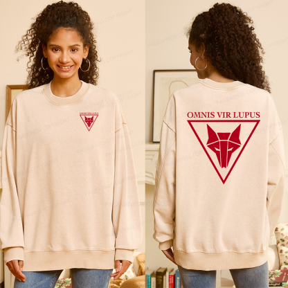 Pagewings Omnis Vir Lupus Unisex Washed Sweatshirt