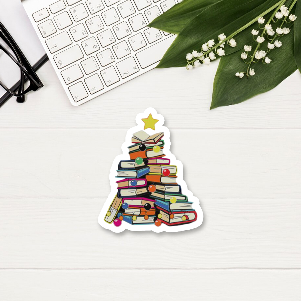 Pagewings Christmas Tree Bookworm Sticker