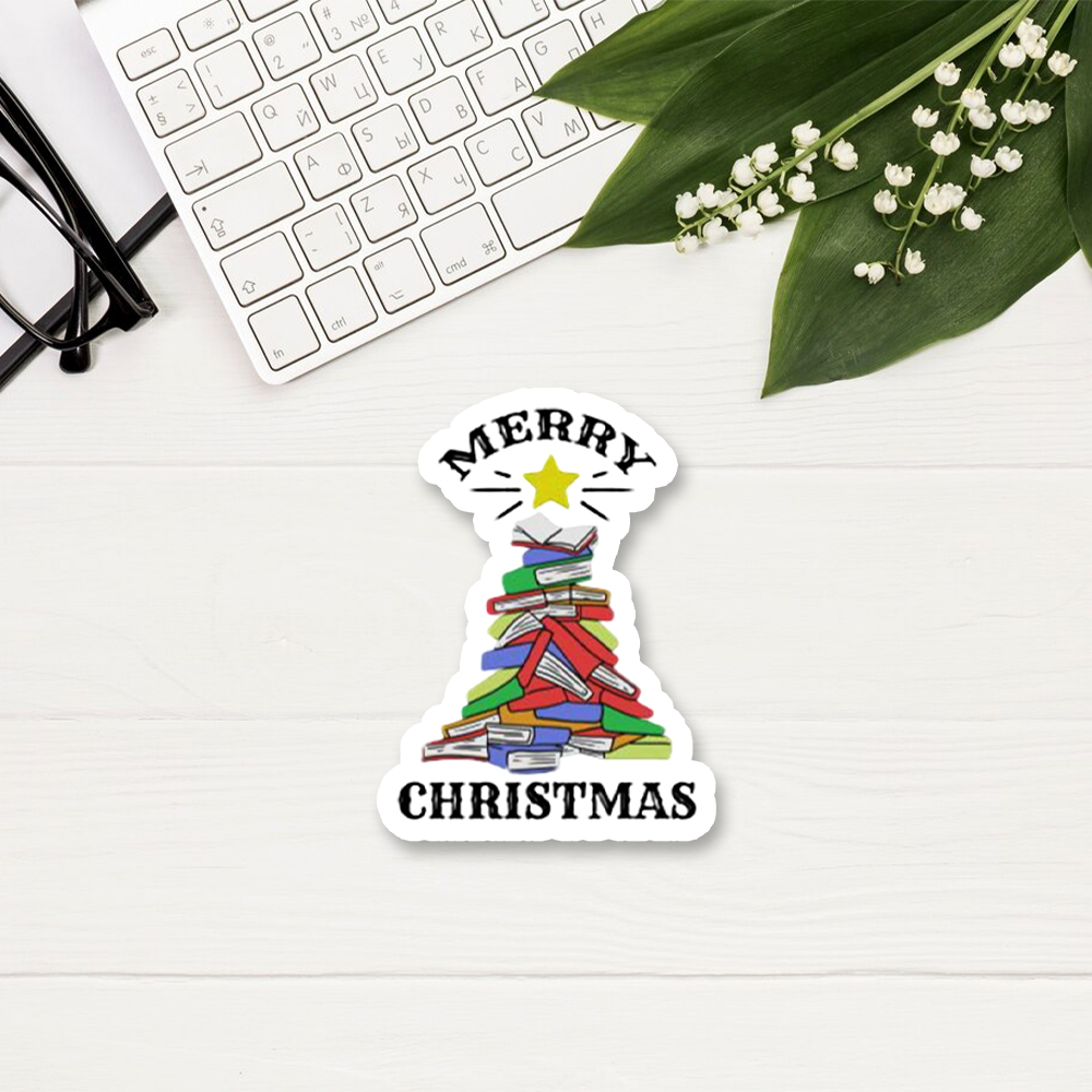 Pagewings Merry Christmas Book Tree Sticker