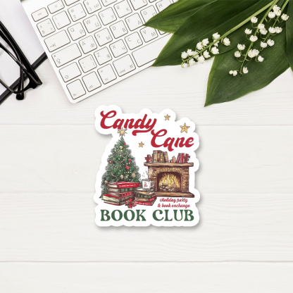 Pagewings Candy Cane Christmas Book Club Sticker