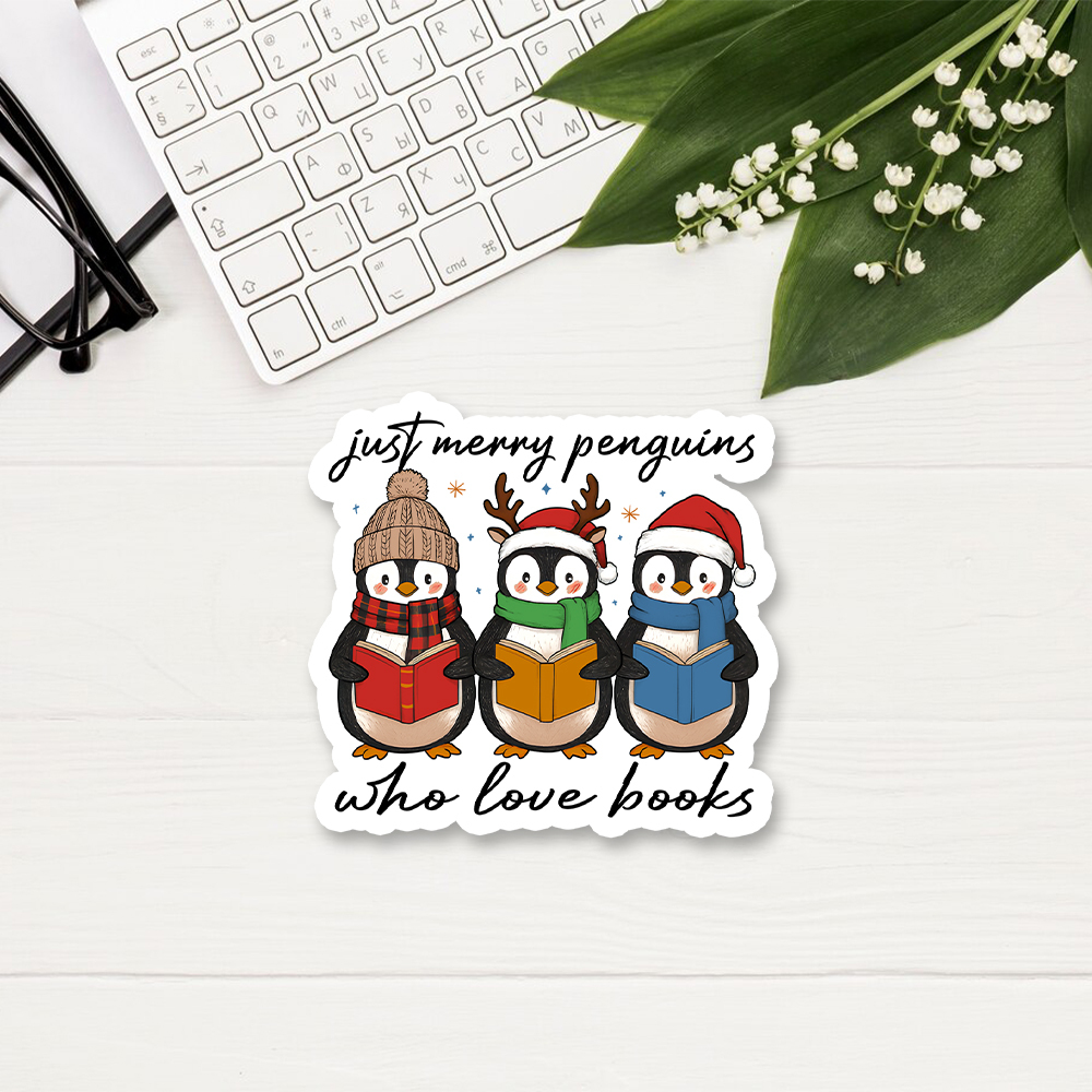 Pagewings Just Merry Penguins Who Love Books Sticker