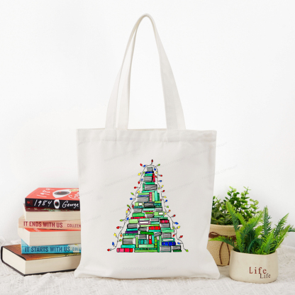 Pagewings Christmas Book Tree Tote Bag