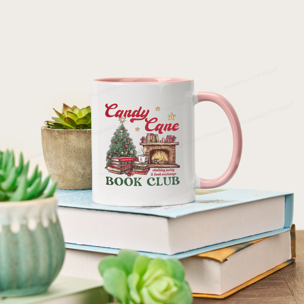 Pagewings Candy Cane Christmas Book Club Mug