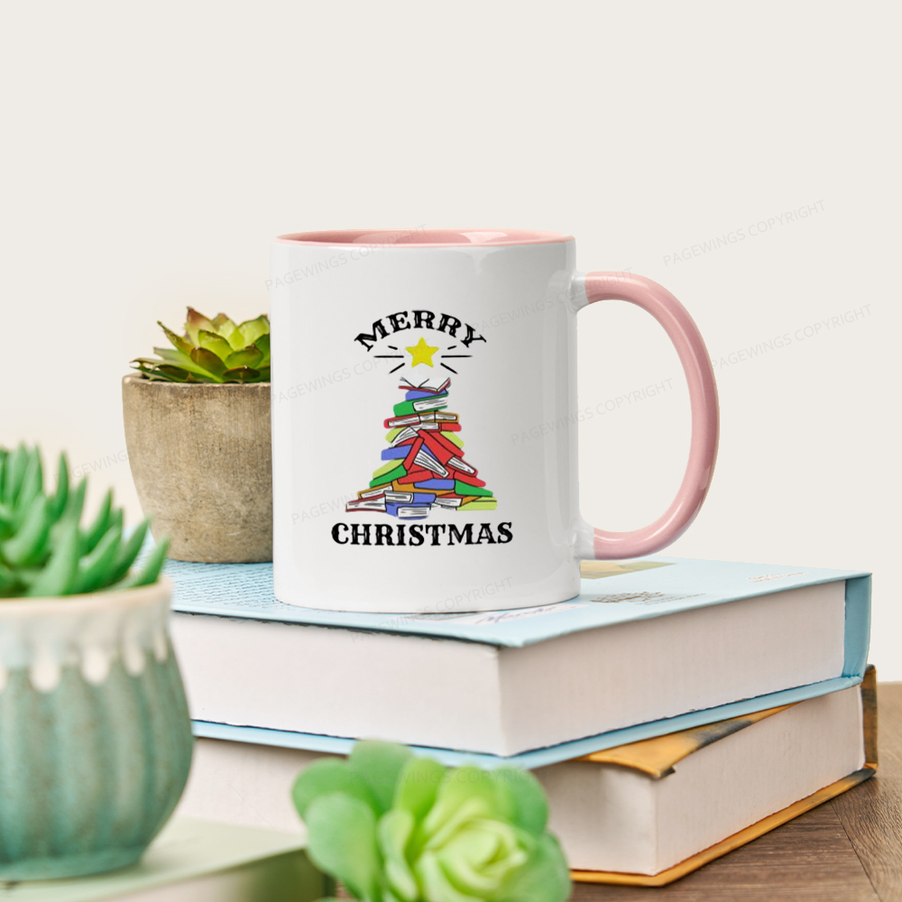 Pagewings Merry Christmas Book Tree Mug