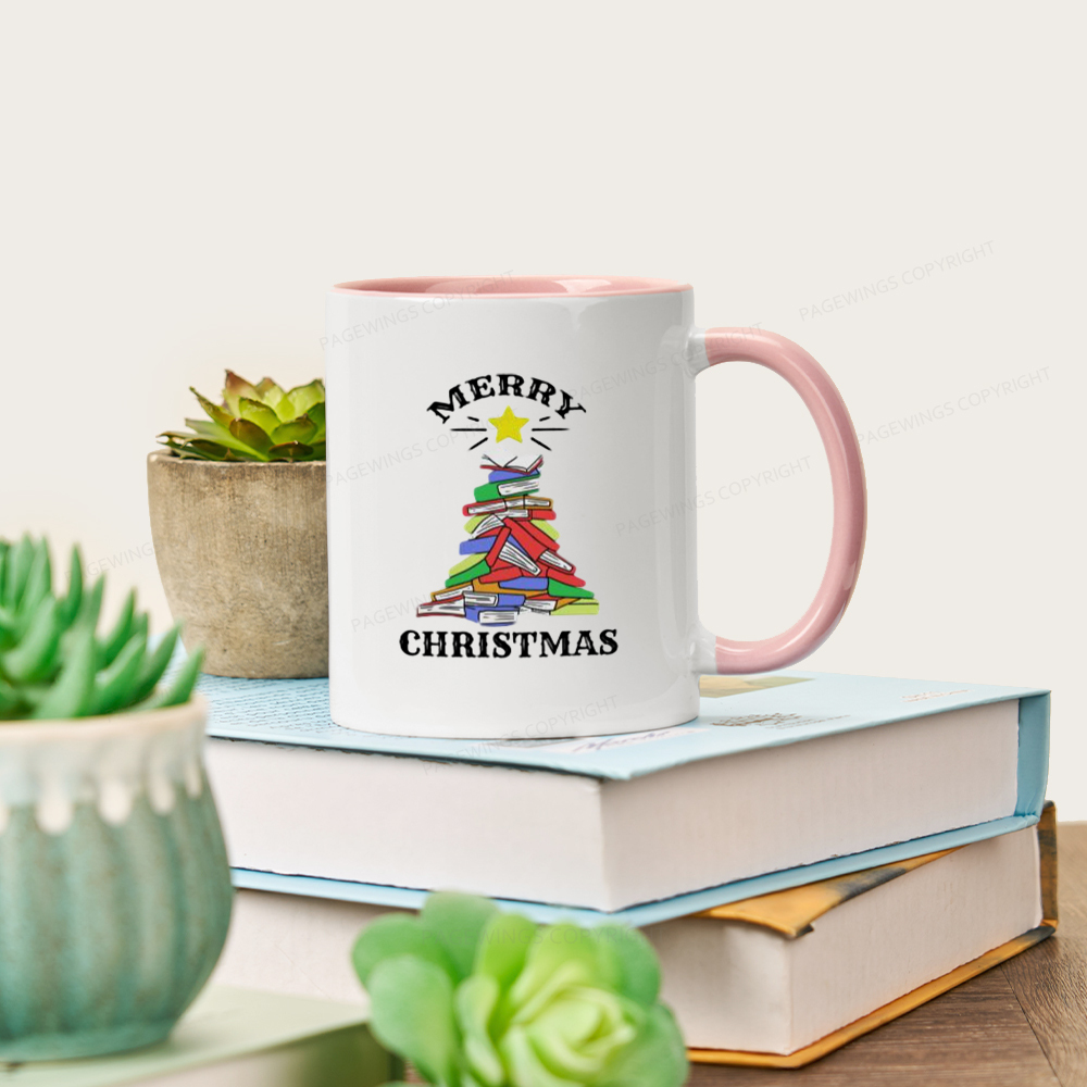 Pagewings Merry Christmas Book Tree Mug