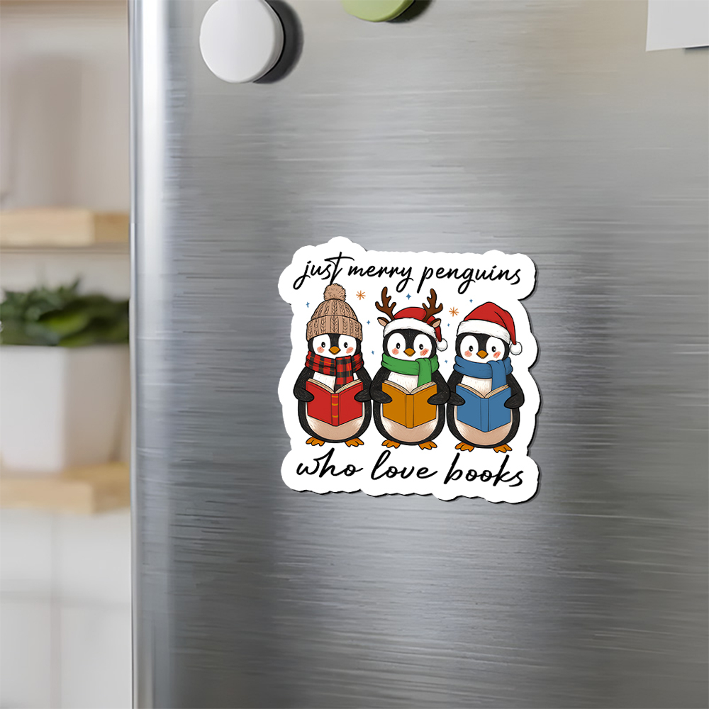Pagewings Just Merry Penguins Who Love Books Fridge Magnet