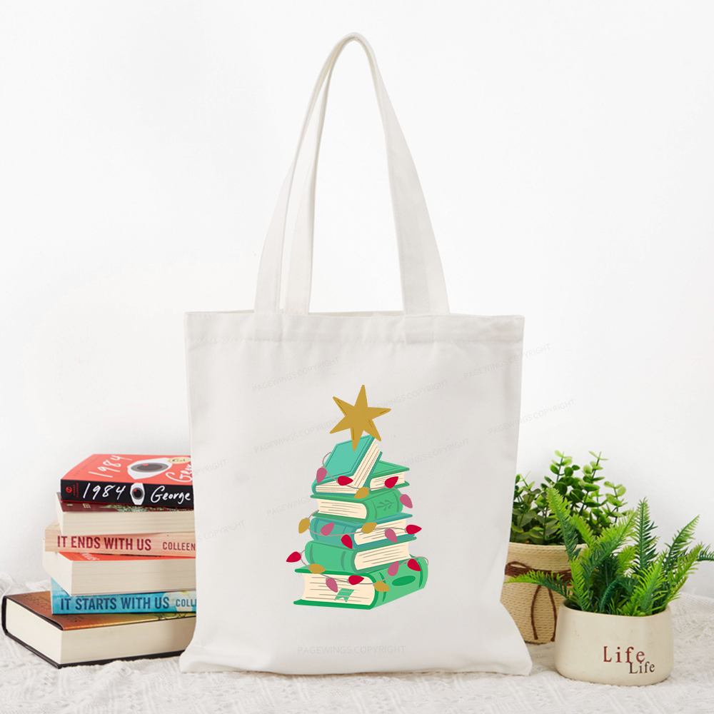 Pagewings Bookish Christmas Tote Bag