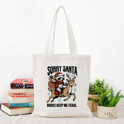 Pagewings Sorry Santa Books Keep Me Feral Tote Bag