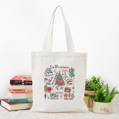 Pagewings Book Lover Retro Christmas Tote Bag
