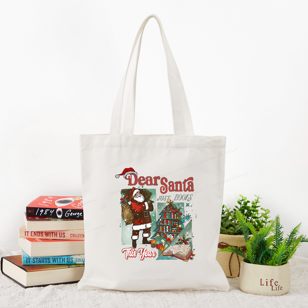 Pagewings Christmas Santa Reader Holiday Tote Bag