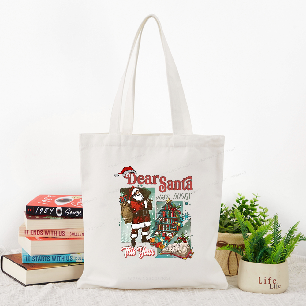 Pagewings Christmas Santa Reader Holiday Tote Bag