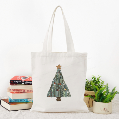 Pagewings Christmas Book Tree Tote Bag