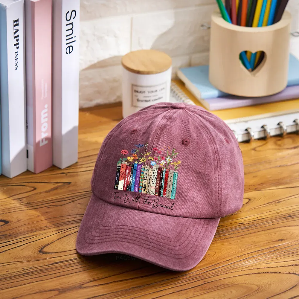 Pagewings I'm With The Banned Flowers Washed Cap