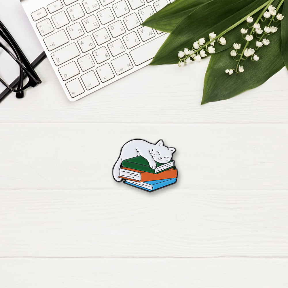 Pagewings Cat and Book Enamel Pin Badge