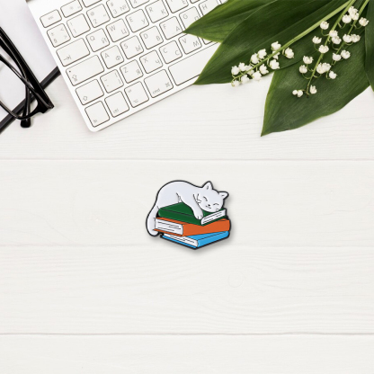 Pagewings Cat and Book Enamel Pin Badge