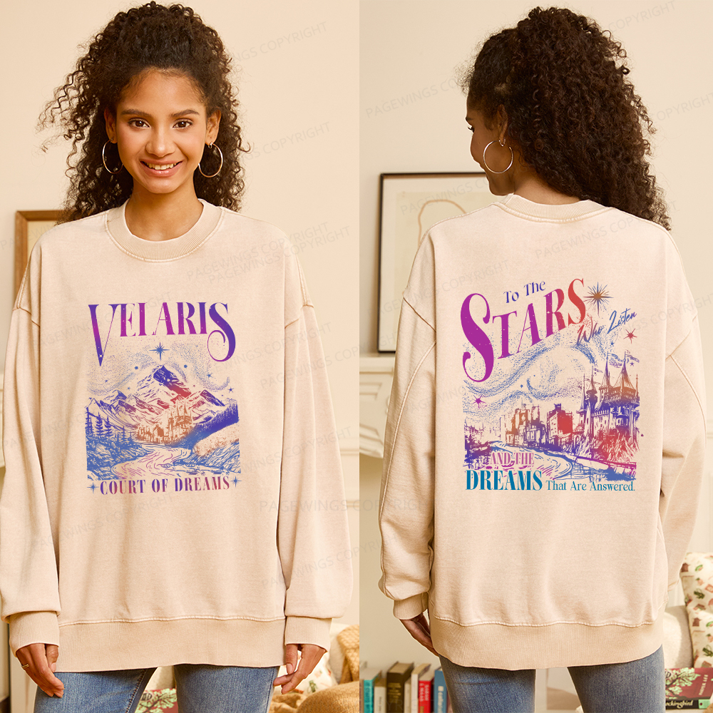 Pagewings Velaris City Of Starlight  Unisex Washed Sweatshirt
