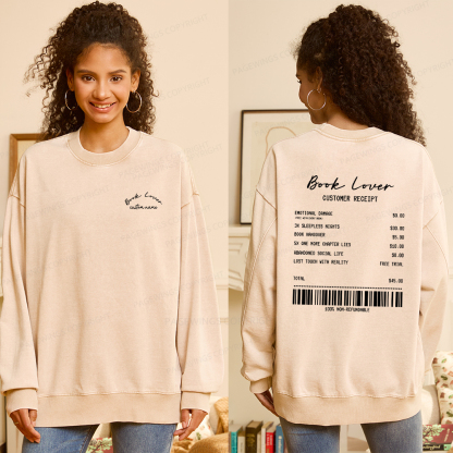 Pagewings Personalized Name Book Lover Unisex Washed Sweatshirt