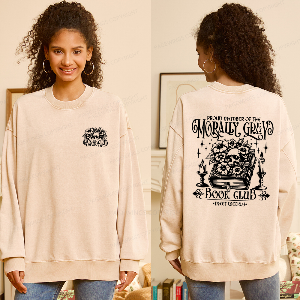 Pagewings Morally Grey Book Club Unisex Washed Sweatshirt