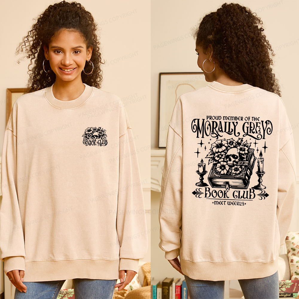 Pagewings Morally Grey Book Club Unisex Washed Sweatshirt