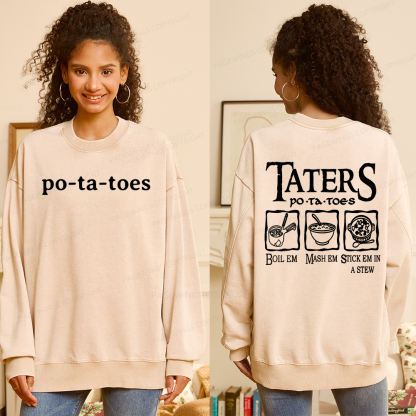 Pagewings Middle Earth Potato Unisex Washed Sweatshirt