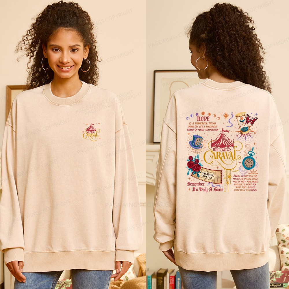 Pagewings Bookish Fantasy Unisex Washed Sweatshirt