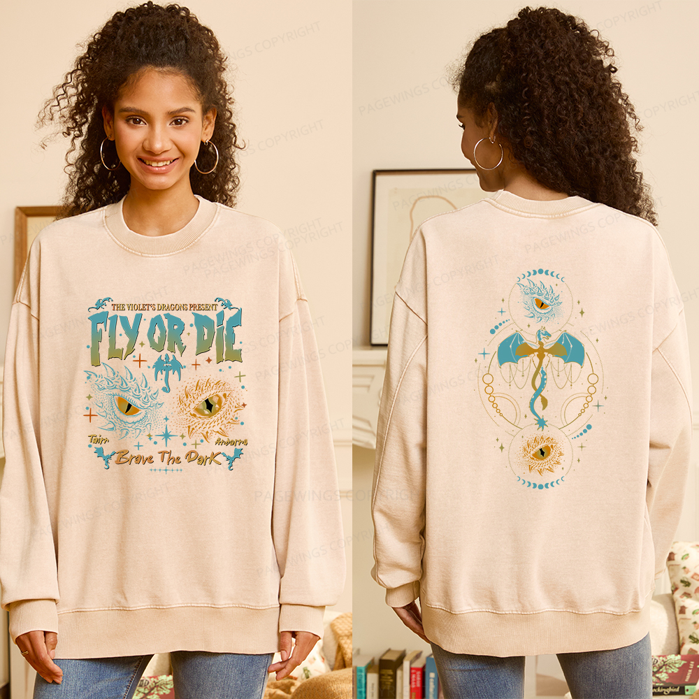 Pagewings Fly Or Die Unisex Washed Sweatshirt