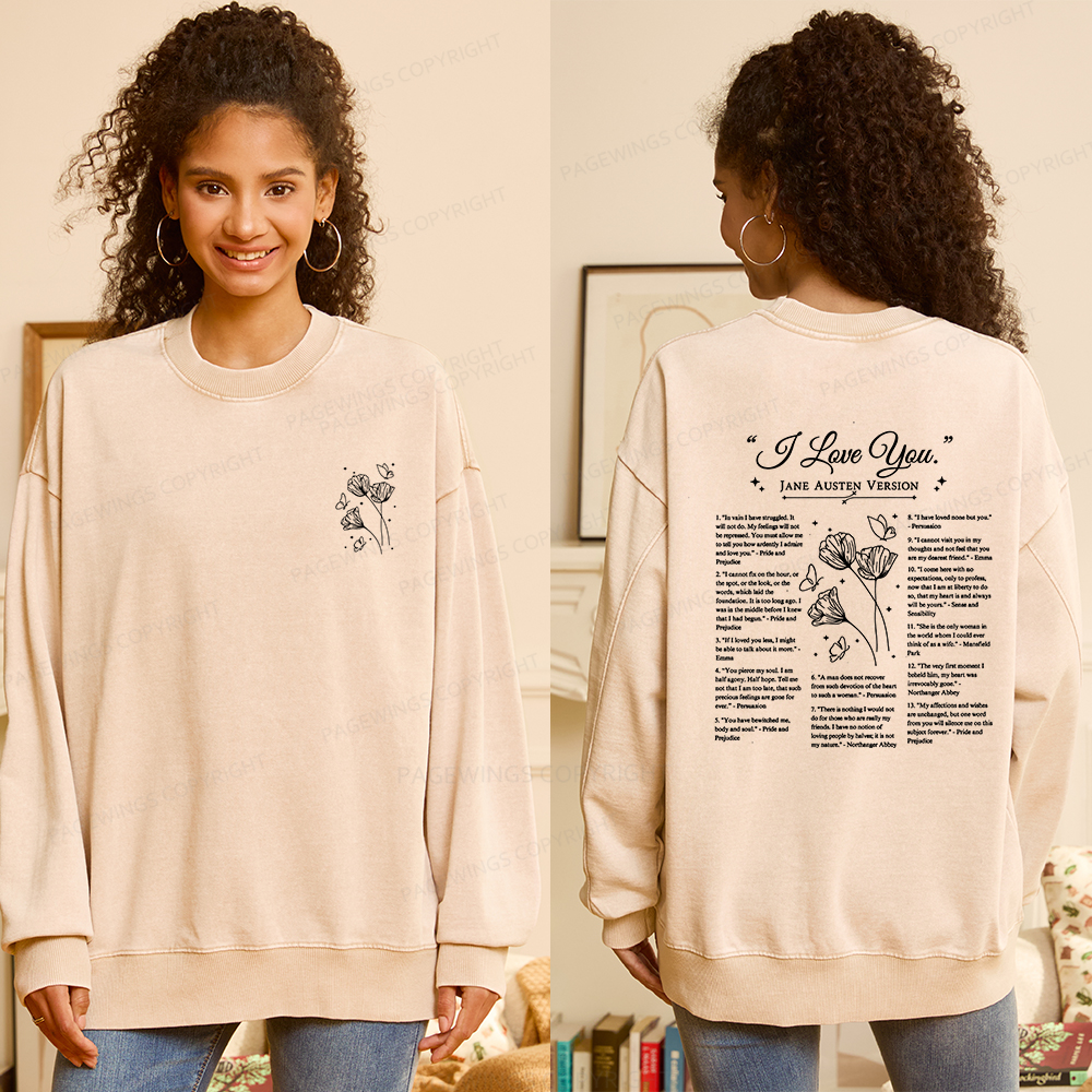 Pagewings I Love You in Book Quotes Unisex Washed Sweatshirt