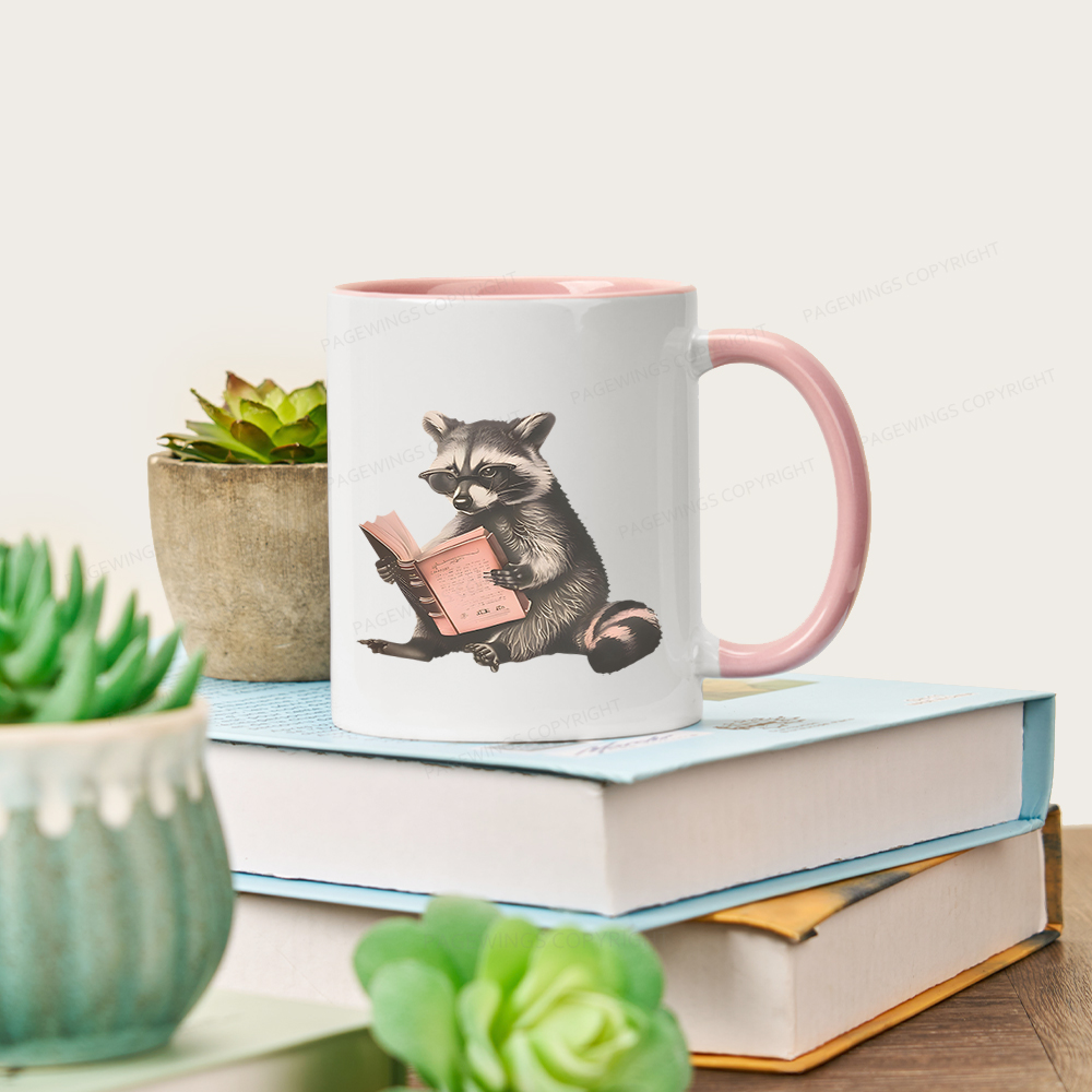 Pagewings Funny Raccoon Bookish Gift Mug