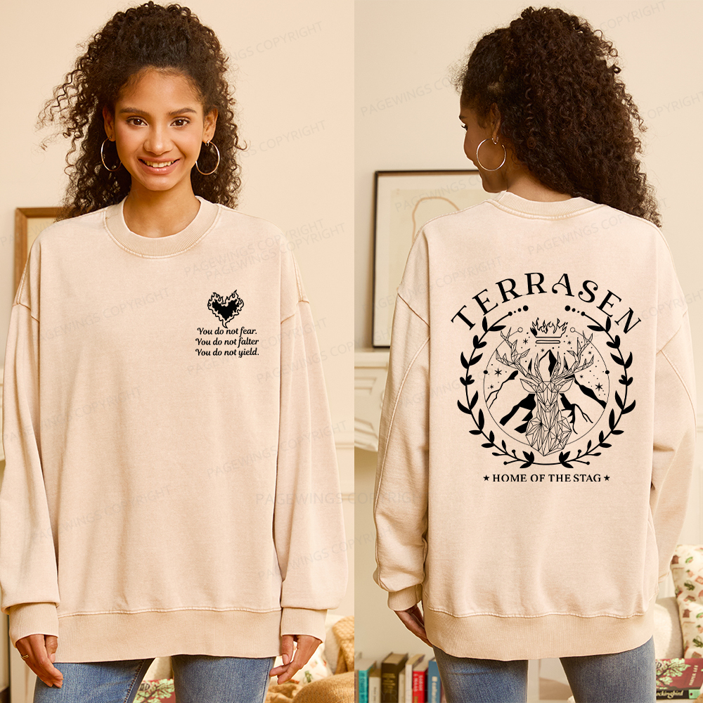 Pagewings Fireheart Embroidery Unisex Washed Sweatshirt