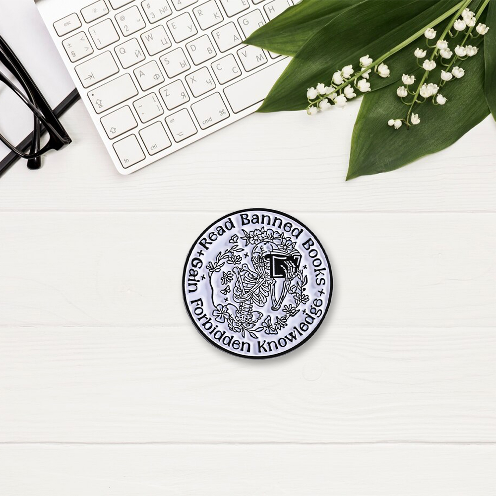 PagewingsRead Banned Books Gain Forbidden Knowledge Enamel Pin Badge
