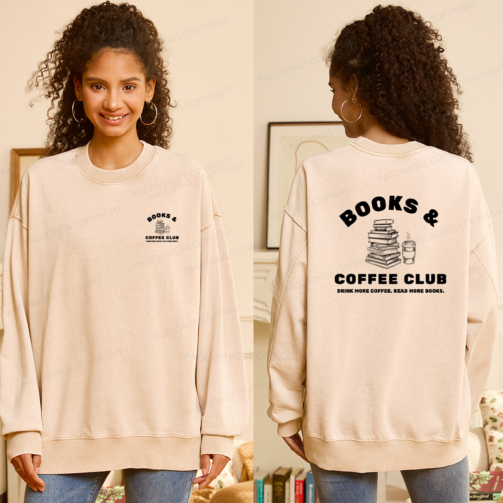 Pagewings Books and Coffee Club Unisex Washed Sweatshirt