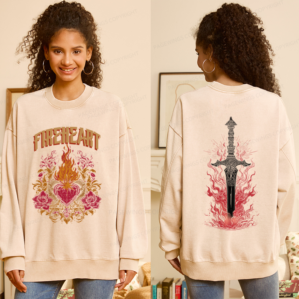 Pagewings Fireheart Unisex Washed Sweatshirt