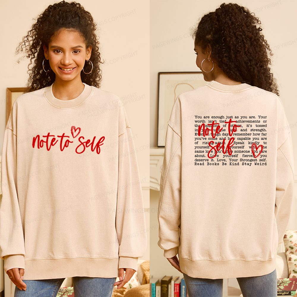 Pagewings Note To Self Unisex Washed Sweatshirt