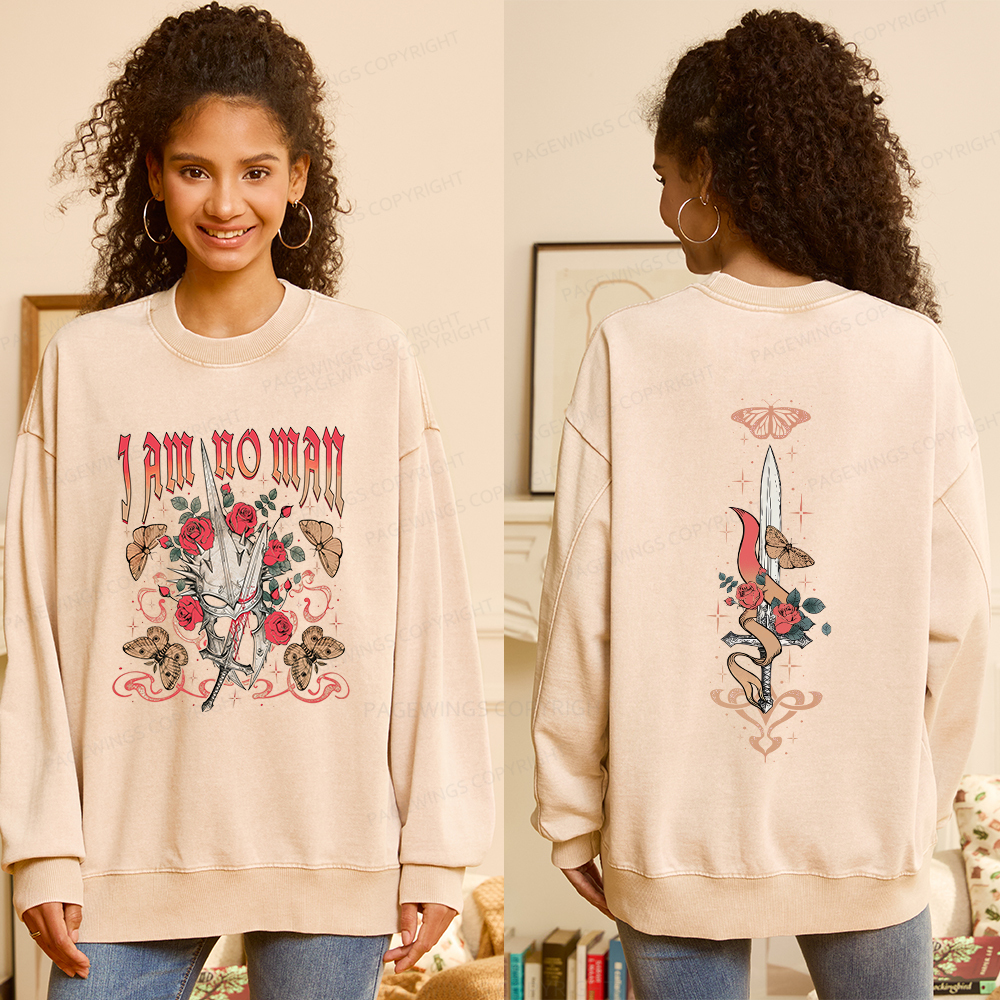 Pagewings I Am No Man Unisex Washed Sweatshirt