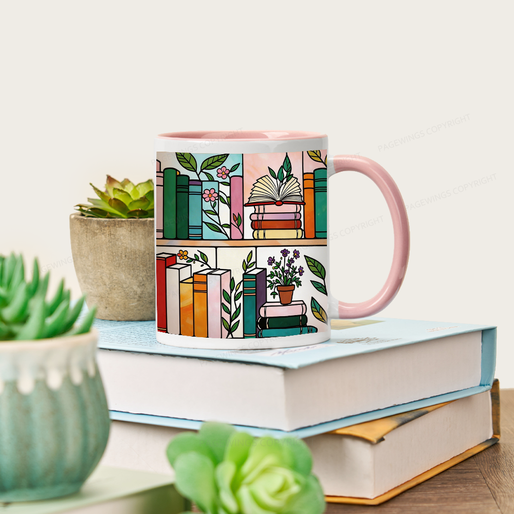 Pagewings Floral Bookshelf Mug