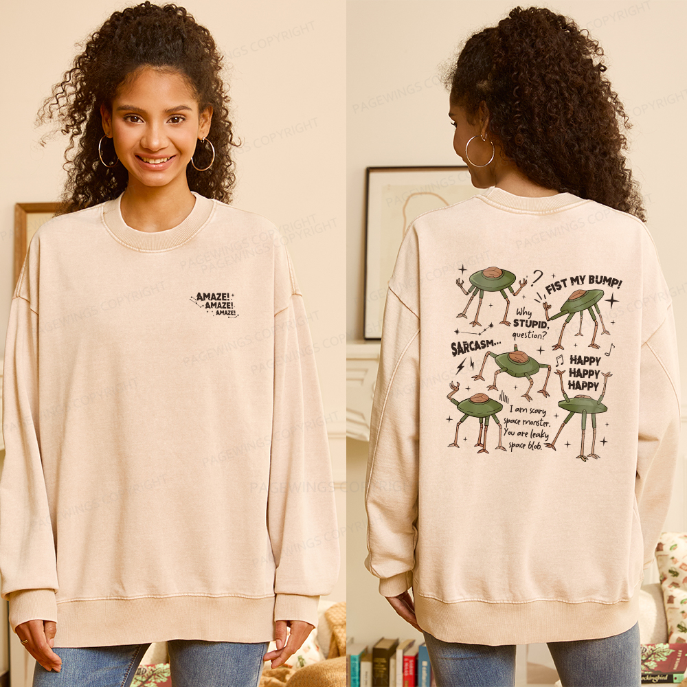 Pagewings Fantasy Bookish Rocky Amaze Unisex Washed Sweatshirt