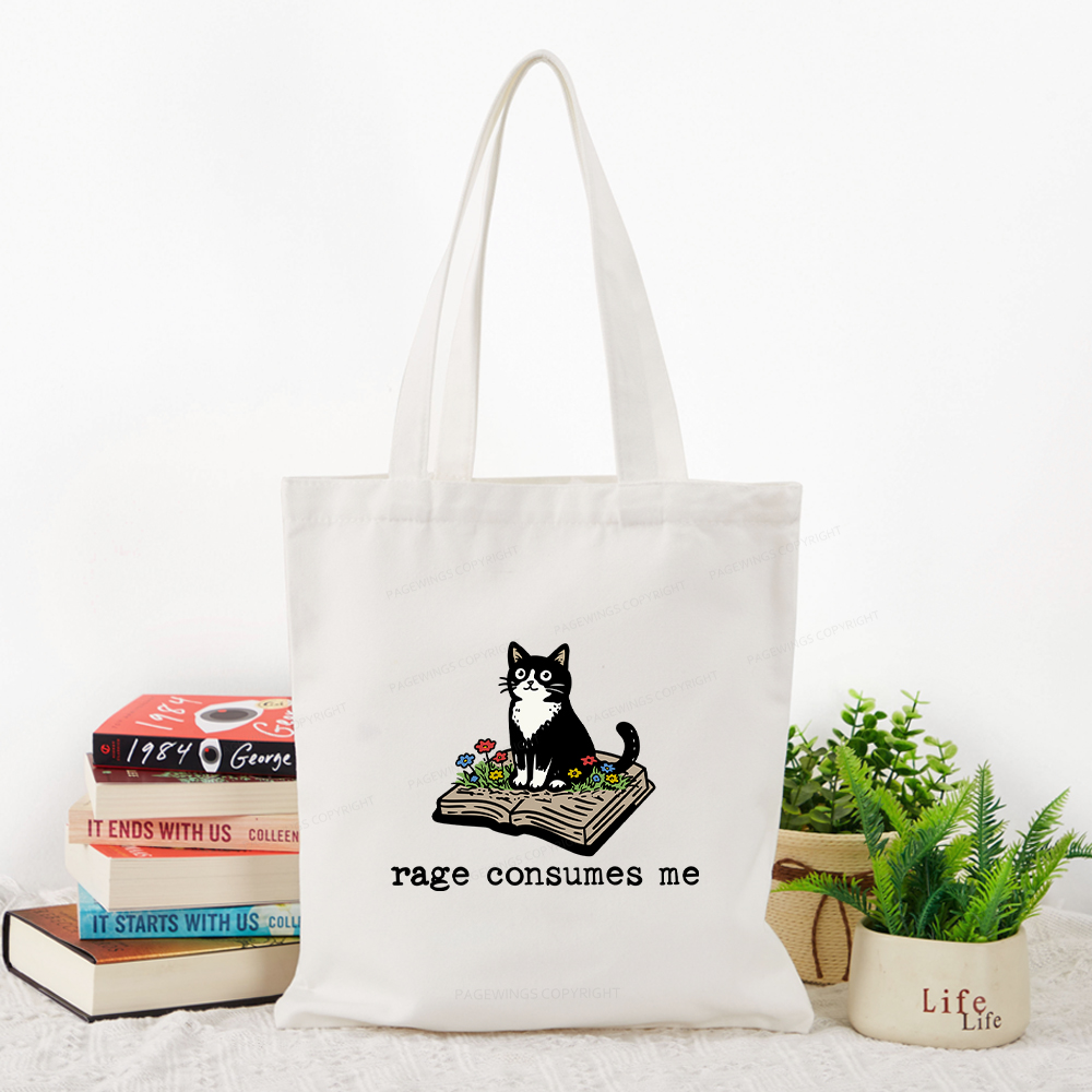 Pagewings Rage Consumes Me Tote Bag