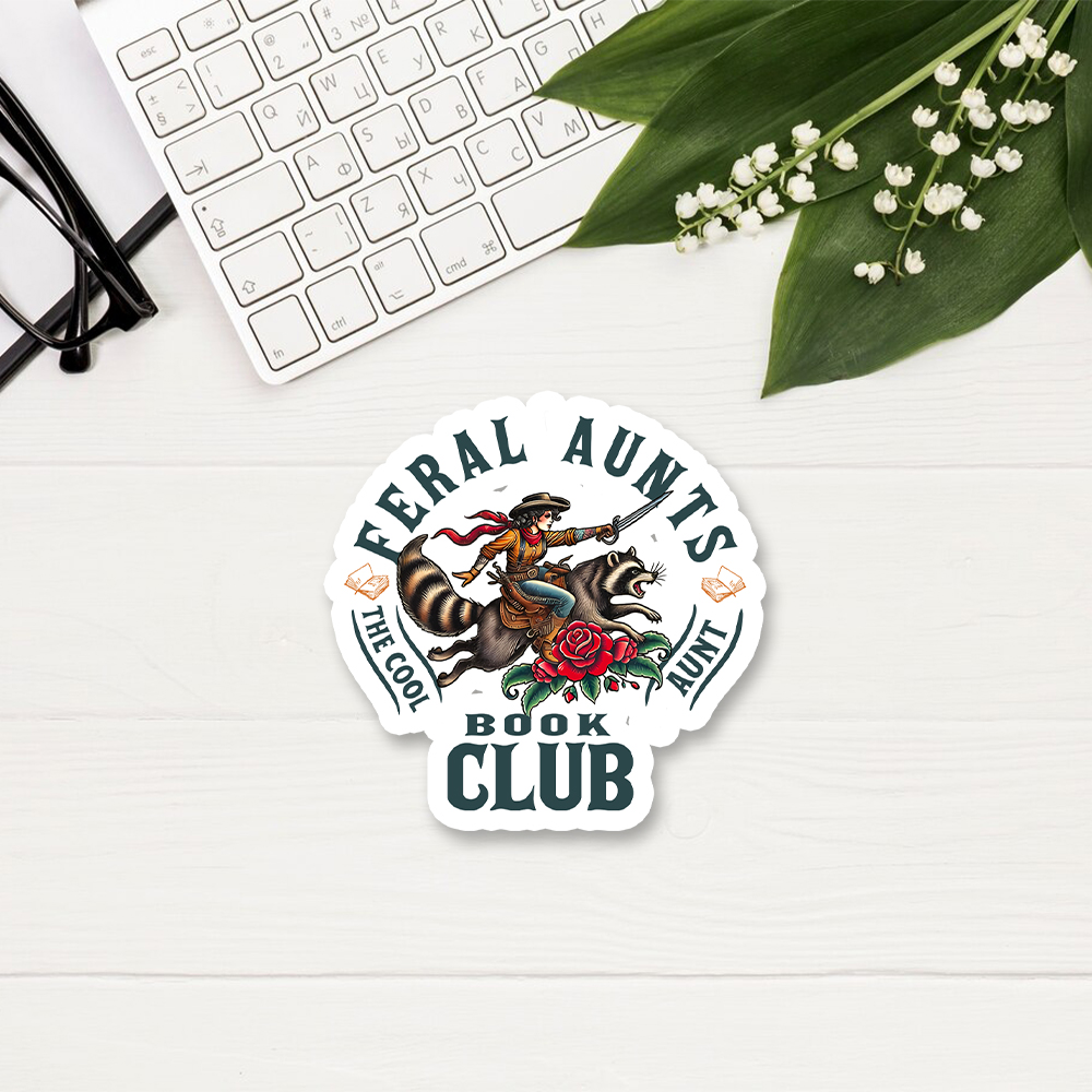 Pagewings Feral Aunt Social Book Club Sticker