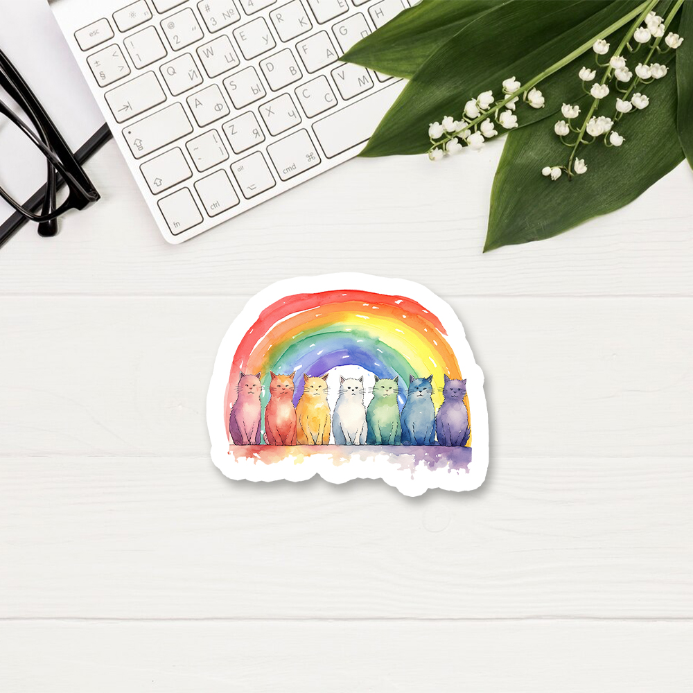 Pagewings Pride Rainbow Cat Sticker
