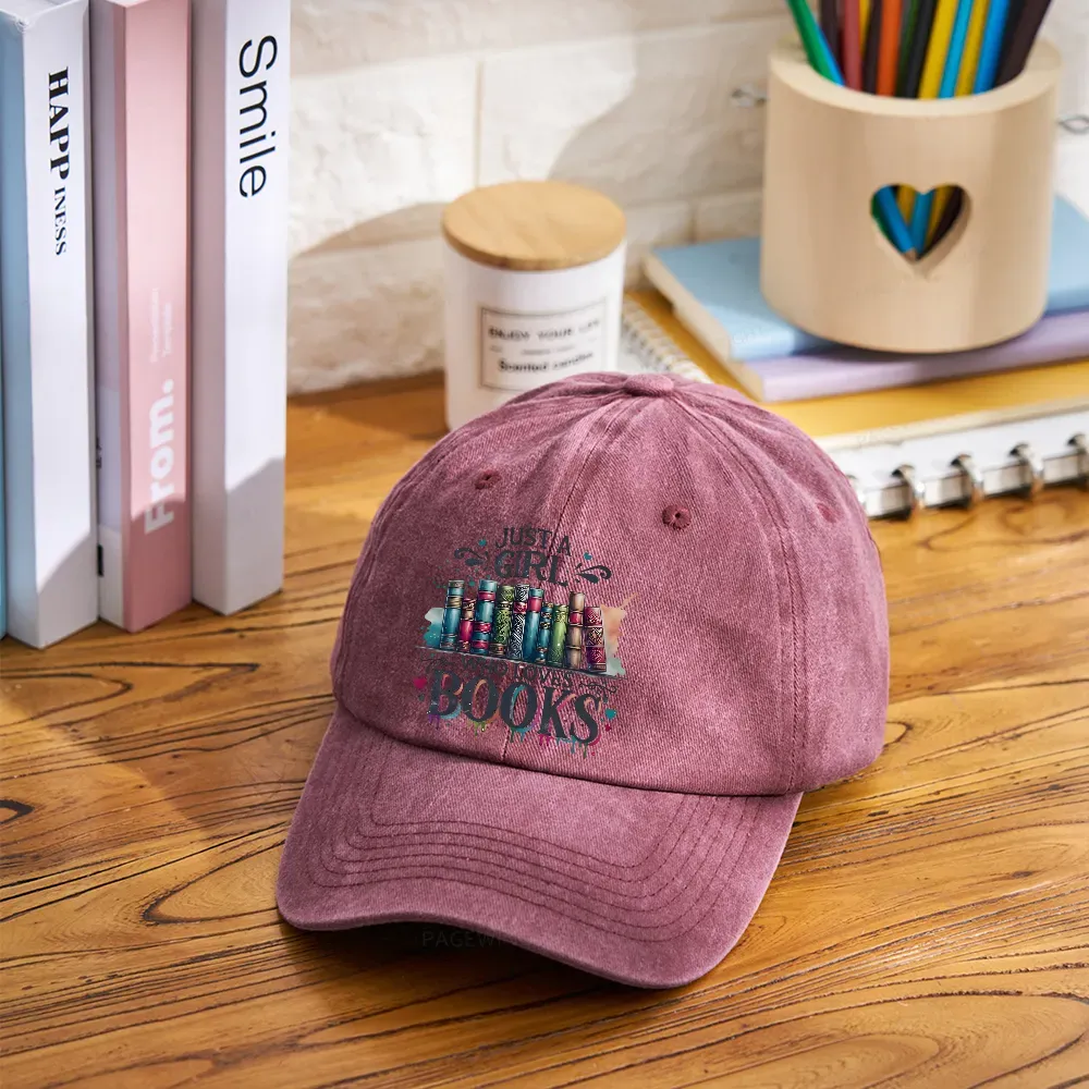 Pagewings Just A Girl Who Loves Books Washed Cap