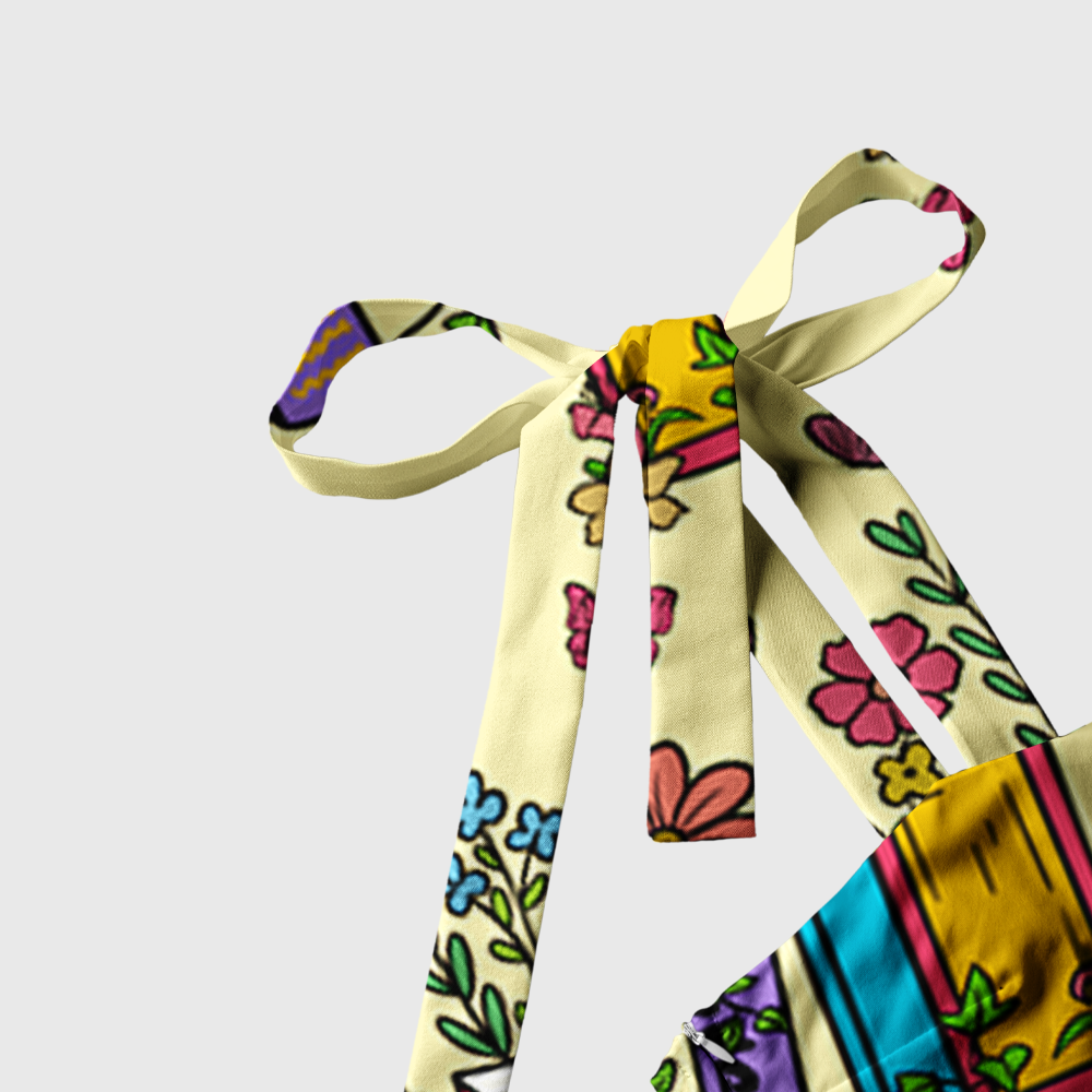 Pagewings Floral Rainbow Bookshelf  Tie Shoulder Maxi Dress
