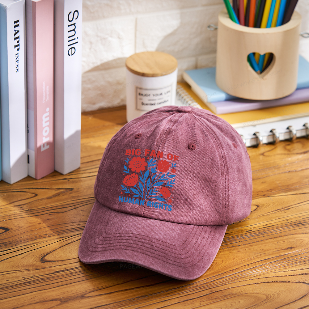 Pagewings Big Fan Of Human Rights  Washed Cap