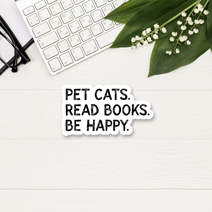 Pagewings Pet Cats Read Books Be Happy Sticker