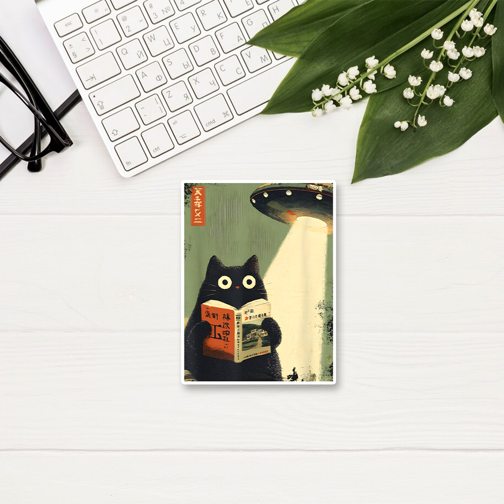 Pagewings Vintage Cat Book Lovers Sticker