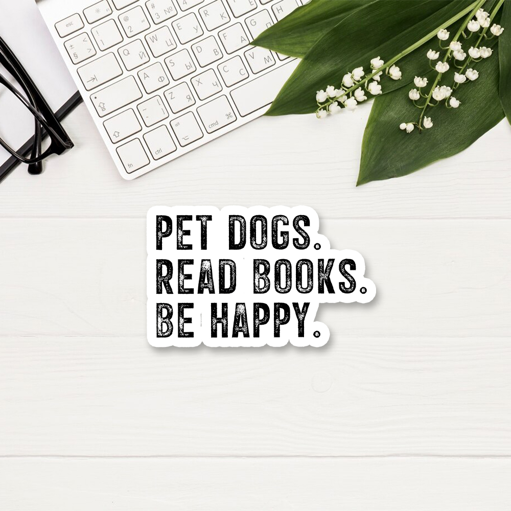 Pagewings Pet Dogs Read Books Be Happy Sticker