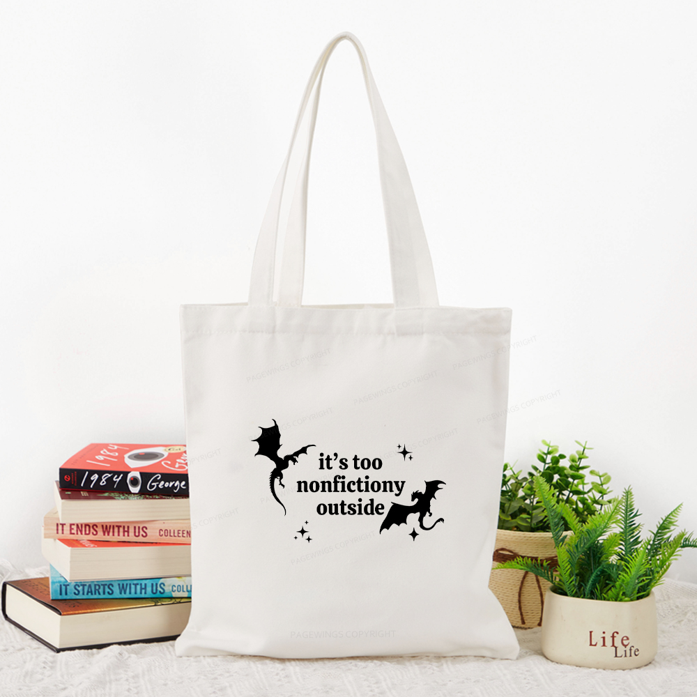 Pagewings It’s Too Nonfictiony Outside Tote Bag