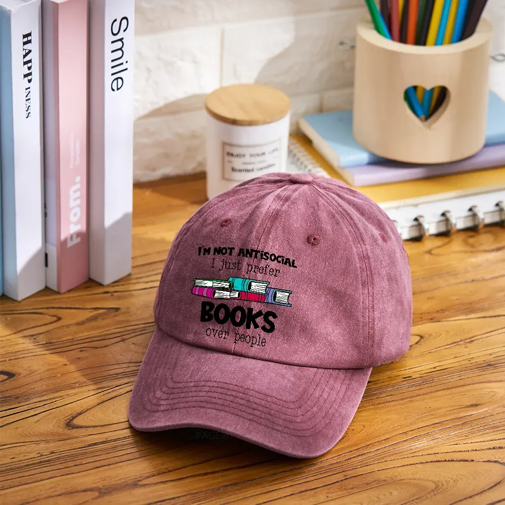 Pagewings Not Antisocial I Just Prefer Books Washed Cap
