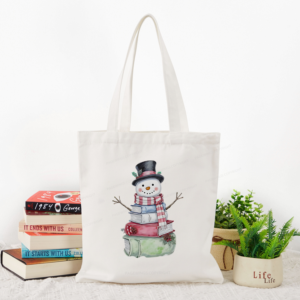 Pagewings Snowman Book Tote Bag