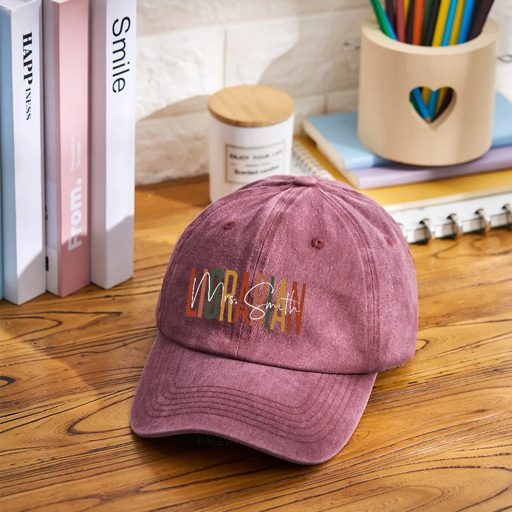Pagewing Personalized Librarian Washed Cap