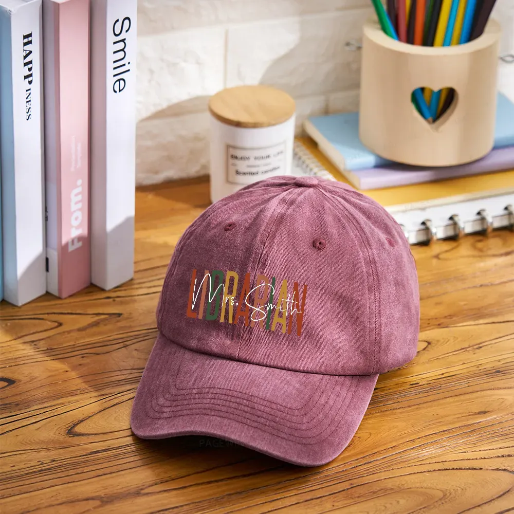 Pagewing Personalized Librarian Washed Cap